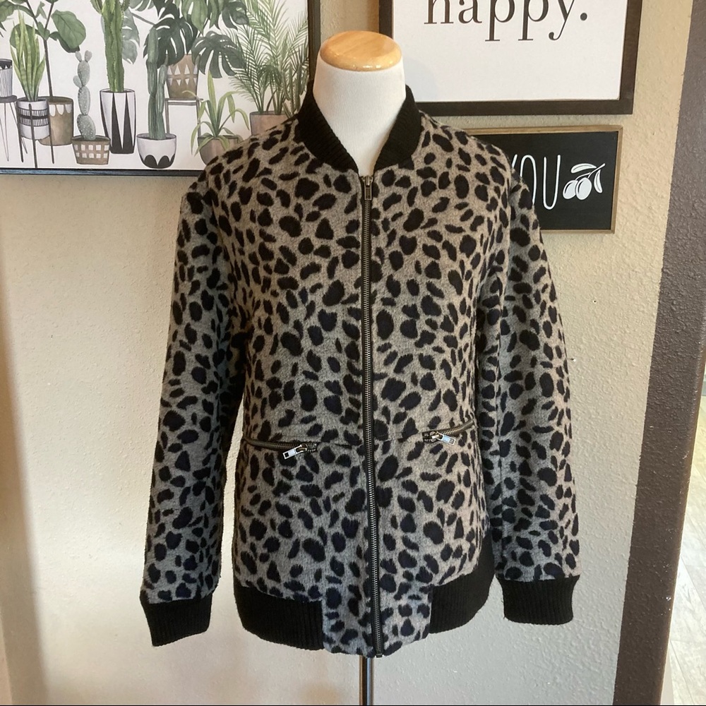 RO&DE Grey Leopard Bomber Jacket XS
